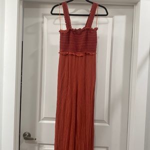 Rust sleeveless jumpsuit